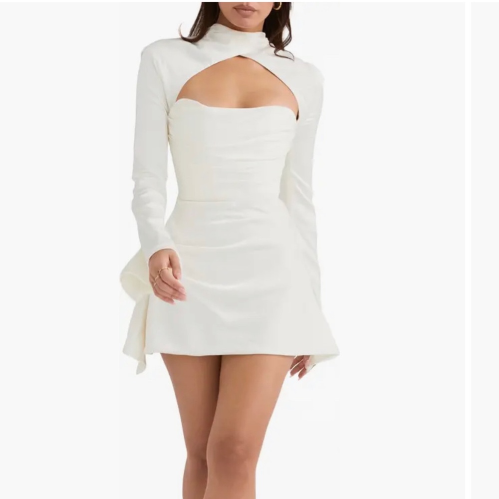 House of CB Toira Long Sleeve Satin Corset Minidress - Picture 1 of 3